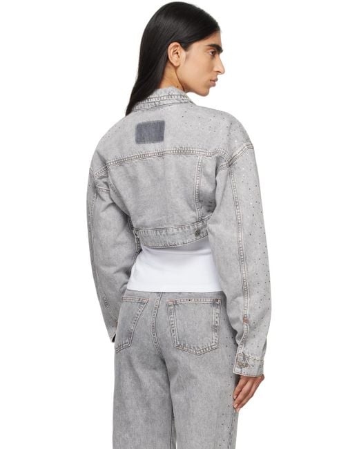 Ksubi グレー Supercrop Trucker Dime Krystal デニムジャケット Gray