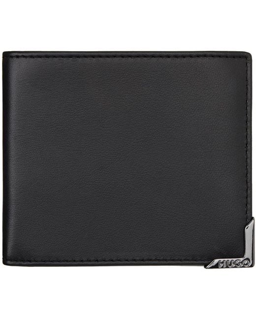 HUGO Black Plaque Wallet & Card Holder Set for men