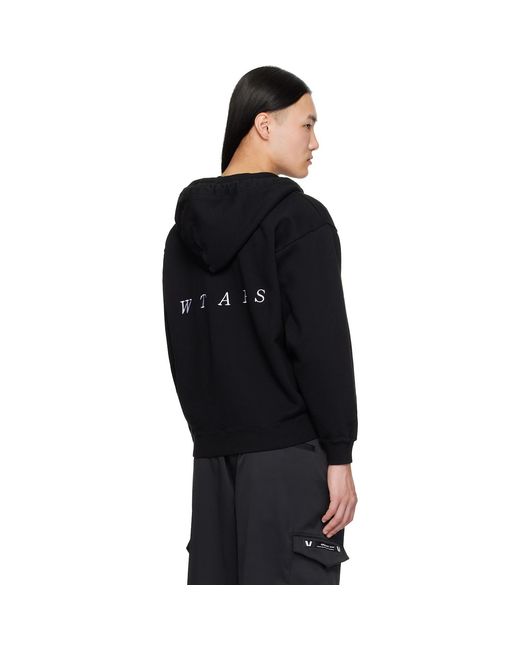 (w)taps Black Throwdy Zip Hoodie for men