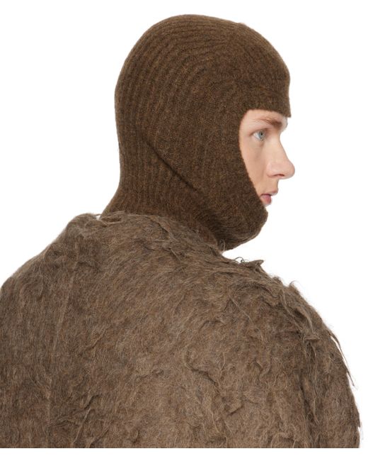 Rick Owens Brown Porterville Alpaca Knit Skull Balaclava for men