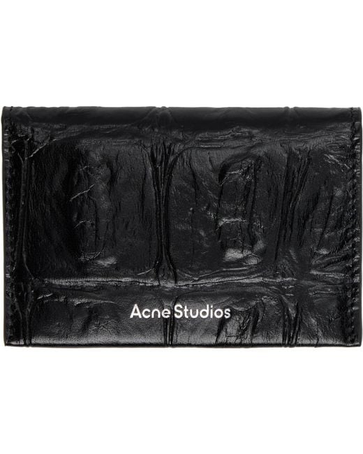Acne Black Folded Leather Card Holder for men