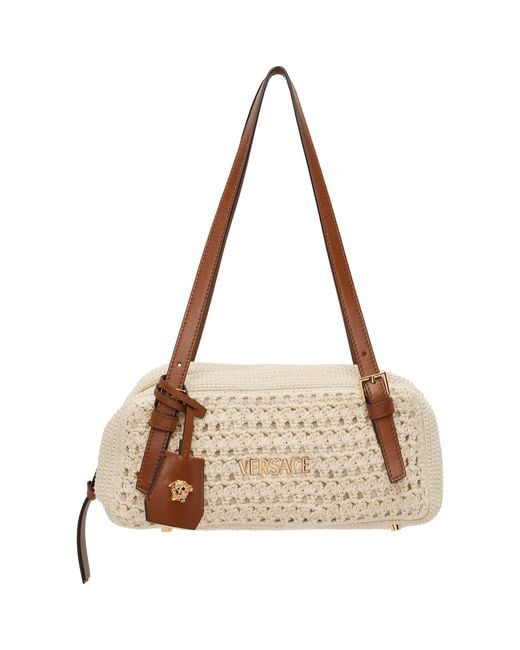 Versace Natural Tag Raffia Bowling Bag
