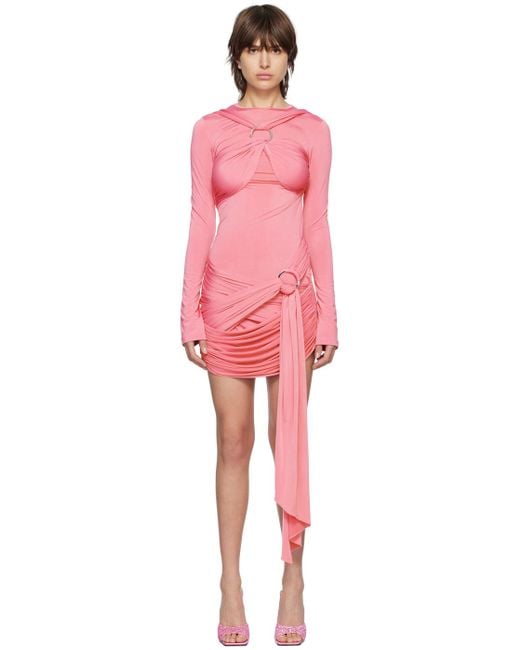 The Attico Red Pink Fran Minidress