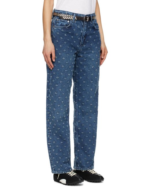 Jean Droit Et Décontracté Shea Bleu À Jambe Écourtée Et Motif Aiguilleté Rag & Bone en coloris Blue
