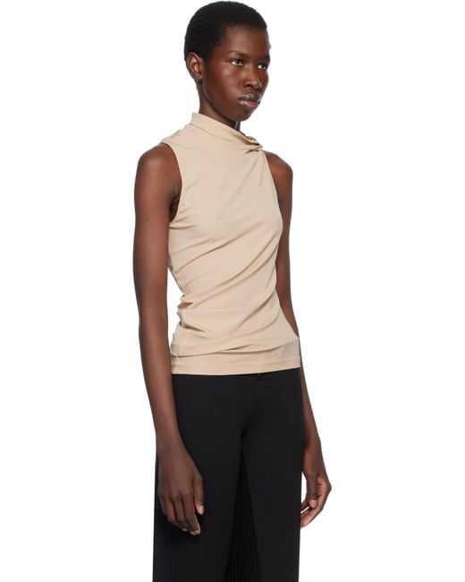 Courreges ベージュ ドレープ ジャージ トップス Black