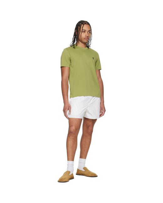 AMI White Off- & Cotton Elasticated Shorts for men