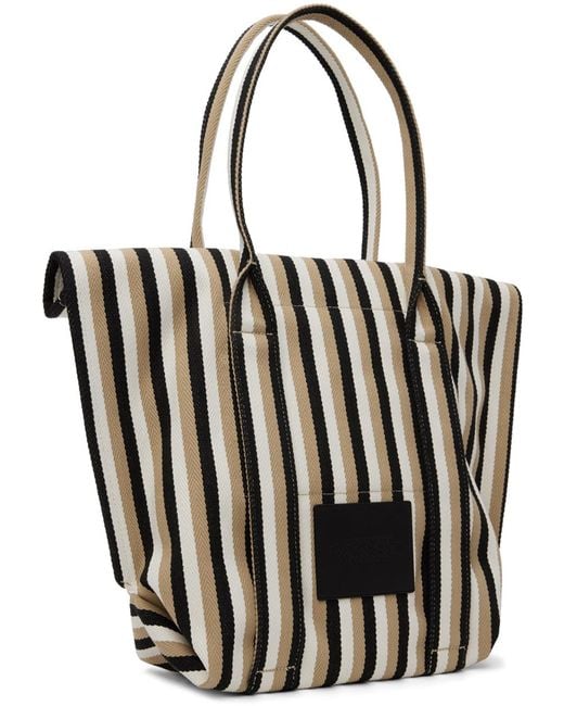 Marc Jacobs Black Taupe 'the Striped Jacquard Beach' Tote