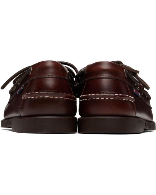 Sebago Brown Docksides Portland Waxed Boat Shoes for men