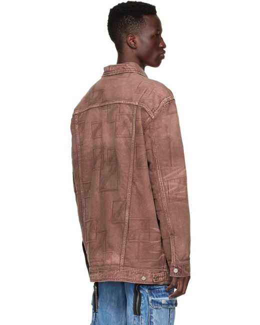we11done Brown Red Denim Jacket for men