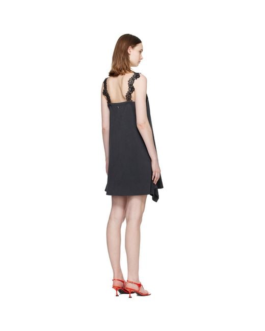 Stella McCartney Black Lace Mix Washed Jersey Cotton Minidress