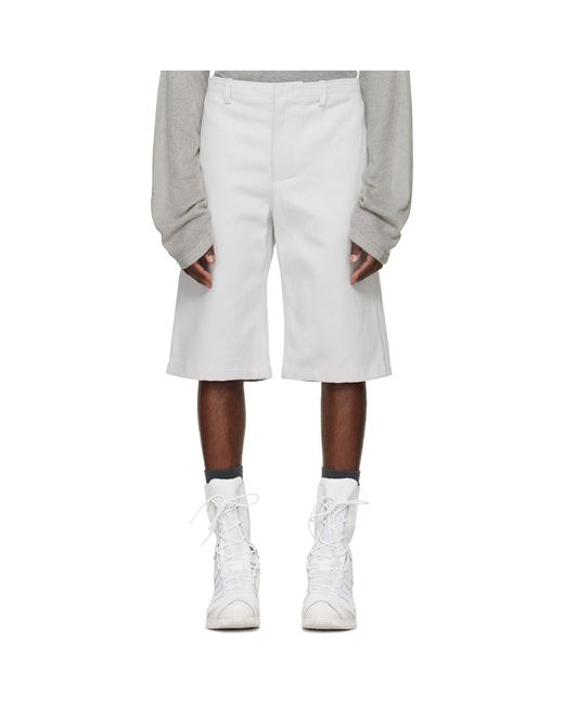 Rier White Off- Gabardine Utility Shorts for men