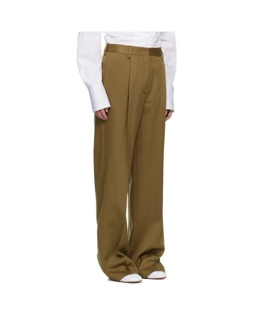 Dries Van Noten Green Tailored Wool Trousers