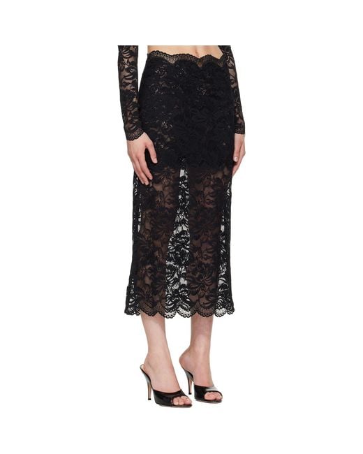 Rabanne Black Lace Midi Skirt