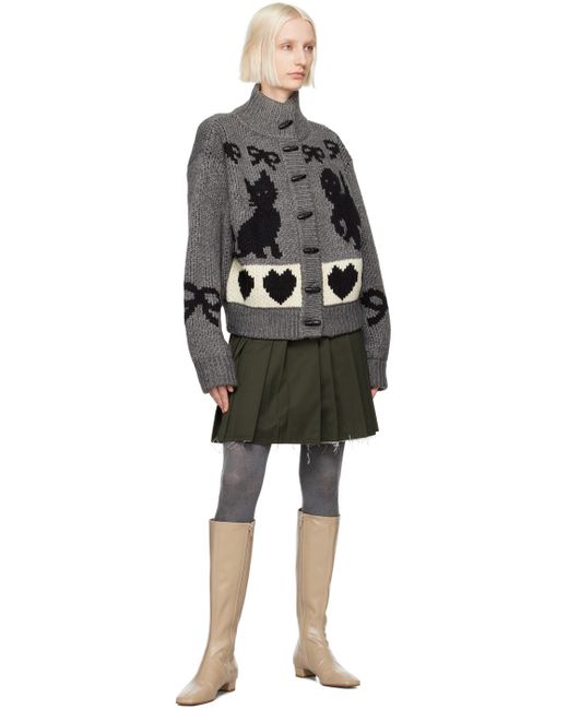 OPEN YY Pet Club Cardigan in Gray | Lyst