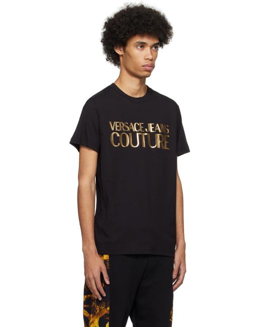 T-shirt noir à logo scintillant Versace pour homme en coloris Black