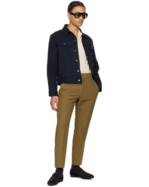 Tom Ford Natural Khaki Belted Trousers for men