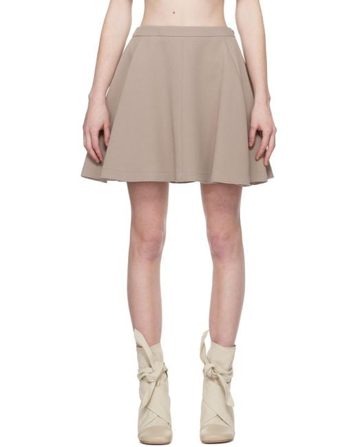 AMI Natural Taupe Flare Miniskirt