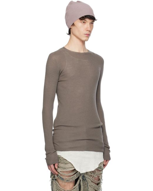 Rick Owens Black Gray Ribbed Sweater for men