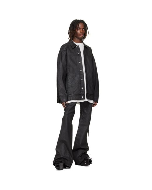 Rick Owens Black Temple Jumbo Worker Denim Jacket for men