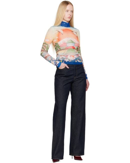 Casablanca Multicolor Printed Mesh Top