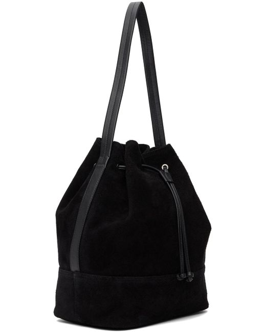 NOTHING WRITTEN Black Suede Bucket Bag