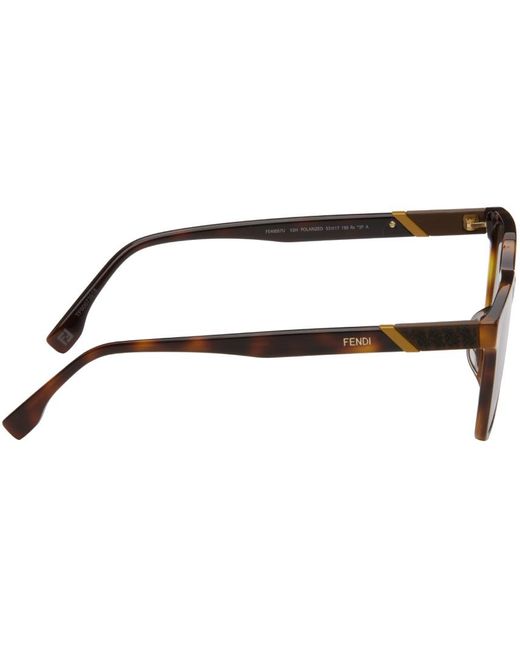 Fendi Black Tortoiseshell Diagonal Sunglasses for men