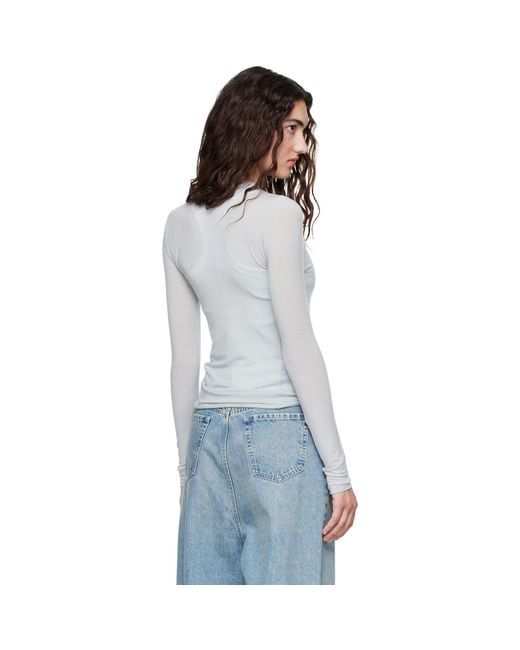 TONYWACK Blue Crewneck Long Sleeve T-Shirt