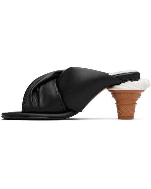 Maison Mihara Yasuhiro Black Soft Serve Heel Puffer Heeled Sandals