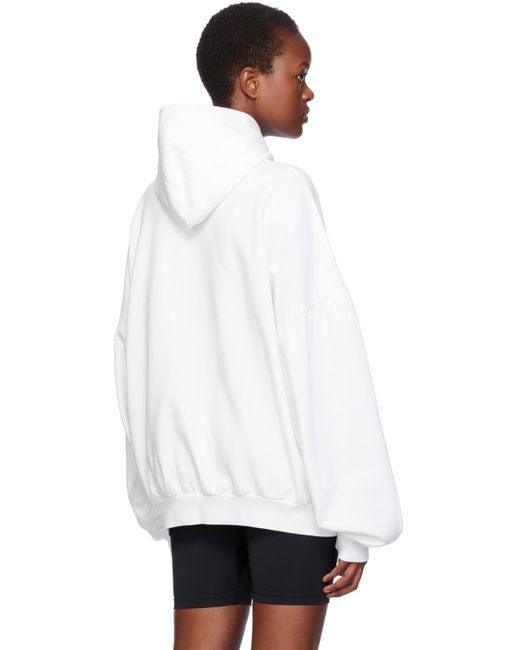 Balenciaga White Logo Cotton Jersey Hoodie