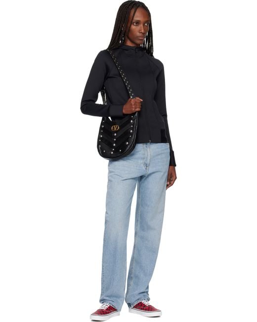 Valentino Black Embossed Logo Hoodie