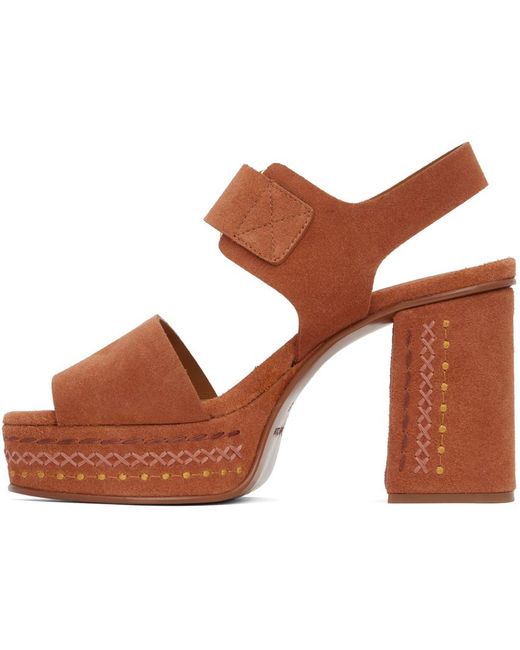 See By Chloé Brown Orange Pheebe Platform Sandals