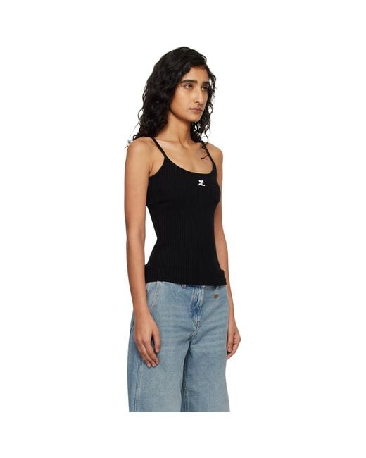 Courreges Black Reedition Rib Knit Tank Top