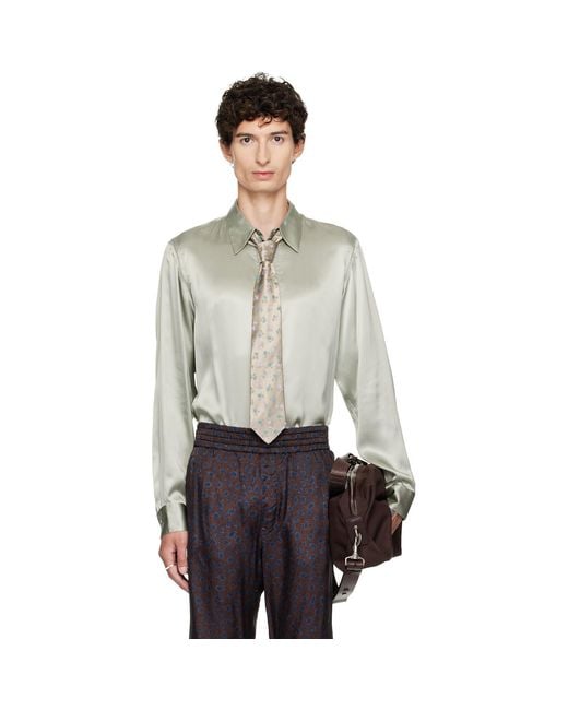 Dries Van Noten Gray Silk Shirt for men