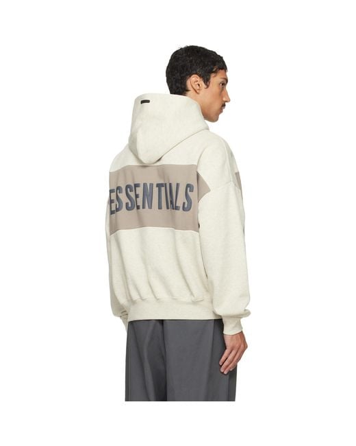 Fear Of God Gray Cropped Relaxed Paneled Hoodie for men