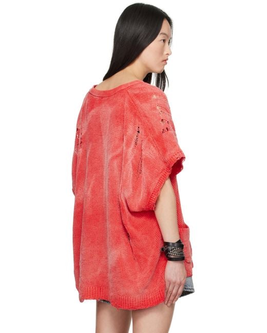 R13 レッド Sleeveless ボクシー カーディガン Red