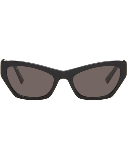 Balenciaga Black Flat Text Cateye Sunglasses