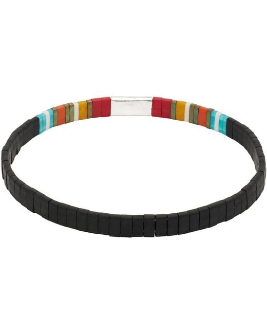 Paul Smith Black Stripe Flat Bead Bracelet for men