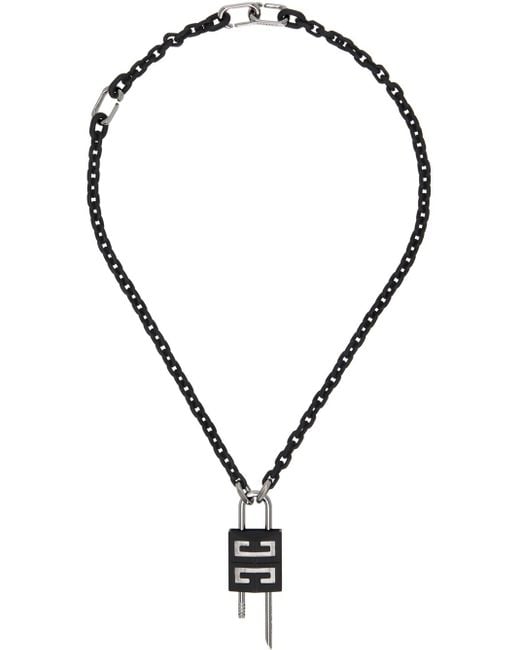 Collier noir et gris acier à petit pendentif de cadenas Givenchy pour homme en coloris Black