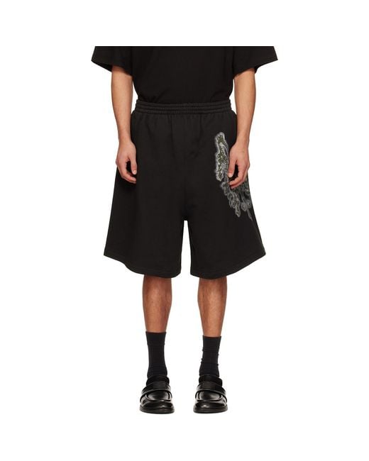 we11done Black Cross Chain Shorts for men