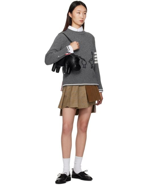 Thom Browne Black Fine Merino Intarsia Geese 4-Bar Sweater