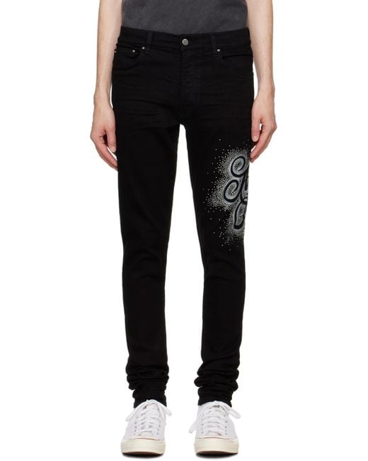 Amiri Black Ma Swirl Crystal Skinny Jeans for men