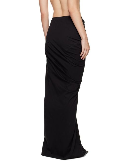 Dries Van Noten Black Draped Cotton Maxi Skirt