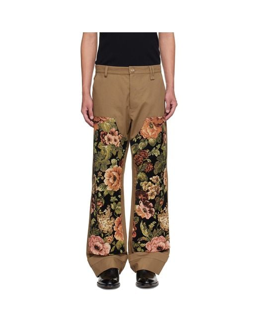 Simone Rocha Brown Khaki Patchwork Workwear Trousers for men