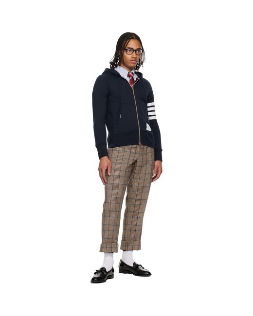 Thom Browne Blue Classic Loopback 4-Bar Full Zip Hoodie for men