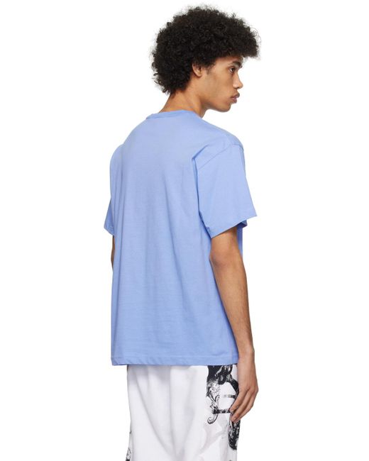 メンズ Versace ブルー ボンディングロゴ Tシャツ Blue