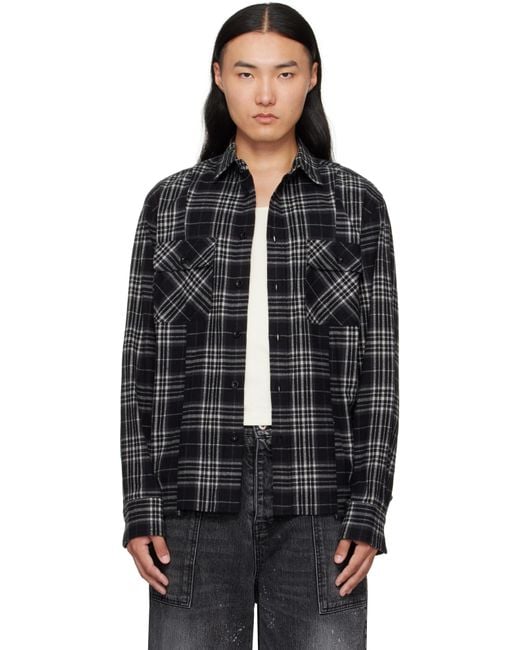 Sacai Plaid Flannel Shirt in Black for Men | Lyst