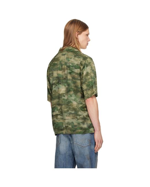 Amiri Green Ma Quad Camo Camp Shirt for men
