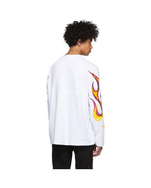 メンズ Etudes Studio ホワイト Desert Flaming ロング スリーブ T