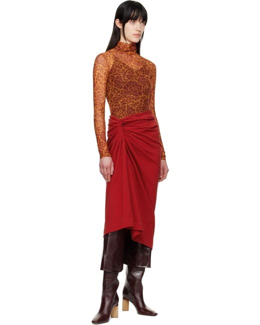Dries Van Noten オレンジ プリント タートルネック Red