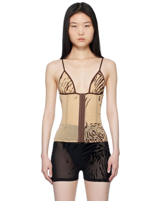 POSTER GIRL Black Doll Triangle Zebra Print Camisole